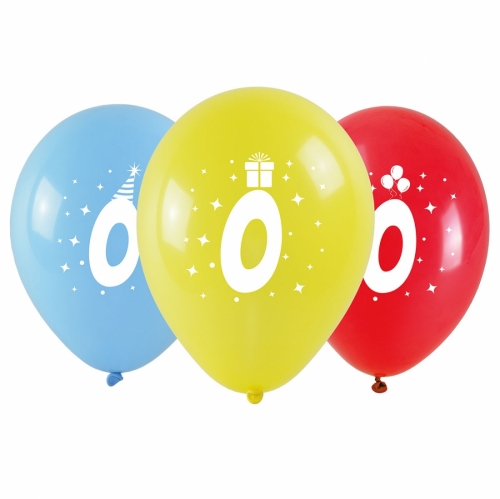 Balloons with Number 0 Print 3 pcs